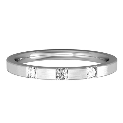 Platinum Diamond Set Flat Court Style Wedding Ring - 2mm