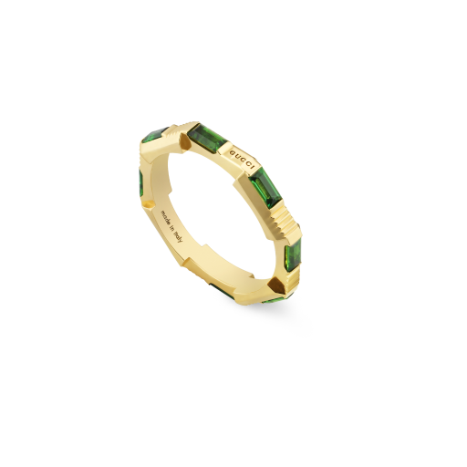 Gucci Link To Love 18ct Yellow Gold Green Tourmaline Ring YBC662256002 Ring Gucci   