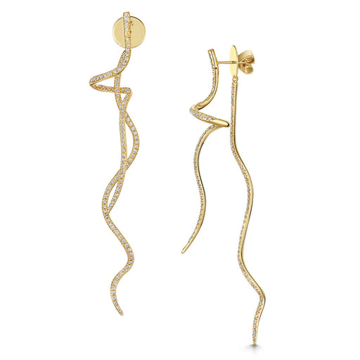 Michael Spiers 18ct Yellow Gold Stick and Swirl Diamond Drop Earrings 1.54ct Earrings Michael Spiers   
