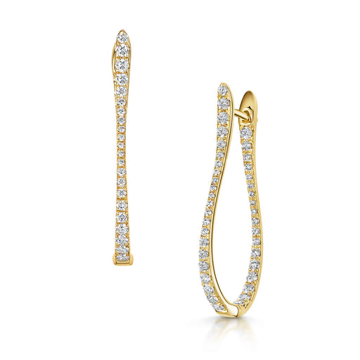 18ct Yellow Gold Brilliant-Cut Diamond Long Hoop Earrings 0.96ct Earrings Michael Spiers   