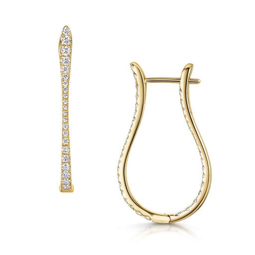 18ct Yellow Gold Brilliant-Cut Diamond Long Hoop Earrings 0.96ct Earrings Michael Spiers   